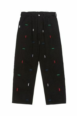 Vintage Y2K Aesthetic Embroidered Jeans - Coquette Style with Grunge & Pastel Goth Vibes