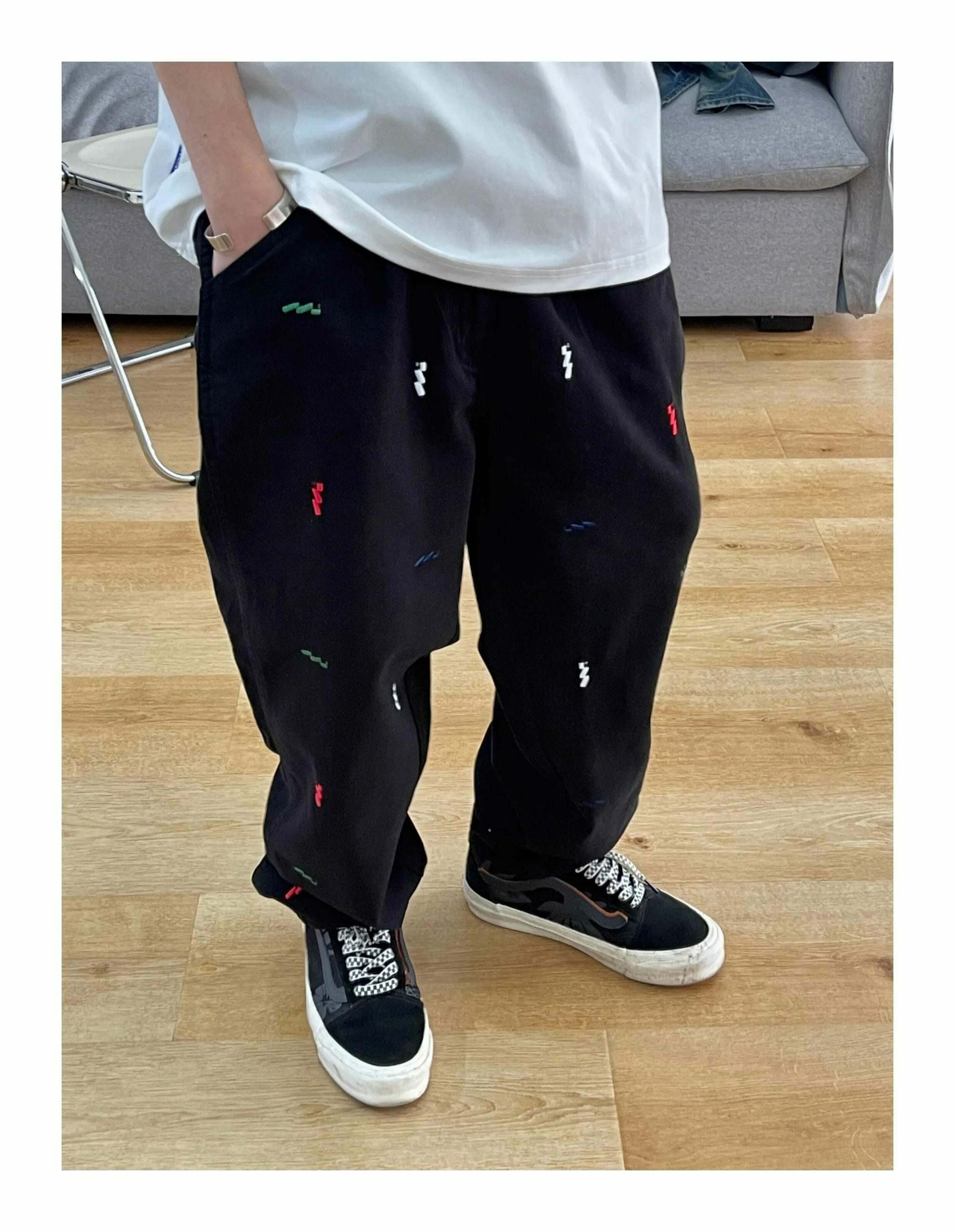 Vintage Y2K Aesthetic Embroidered Jeans - Coquette Style with Grunge & Pastel Goth Vibes Vintage Y2K Aesthetic Embroidered Jeans - Coquette Style with Grunge & Pastel Goth Vibes