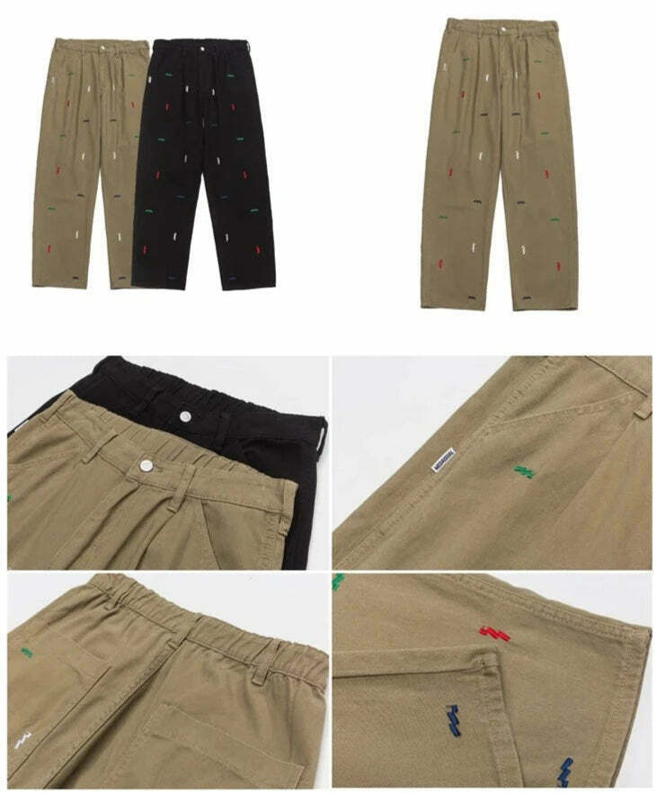 Vintage Y2K Aesthetic Embroidered Jeans - Coquette Style with Grunge & Pastel Goth Vibes Vintage Y2K Aesthetic Embroidered Jeans - Coquette Style with Grunge & Pastel Goth Vibes