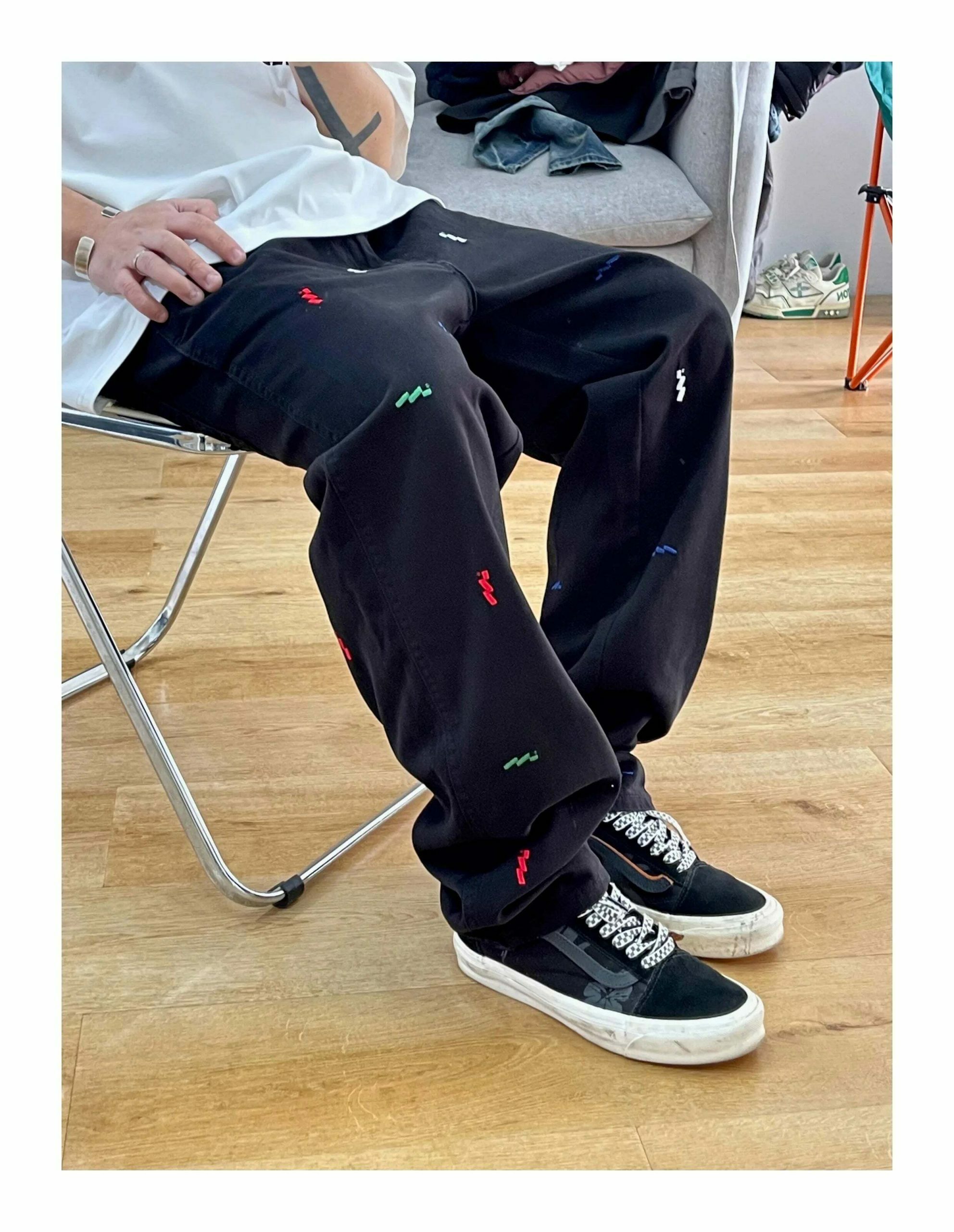 Vintage Y2K Aesthetic Embroidered Jeans - Coquette Style with Grunge & Pastel Goth Vibes Vintage Y2K Aesthetic Embroidered Jeans - Coquette Style with Grunge & Pastel Goth Vibes