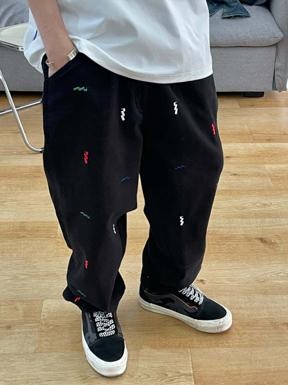 Vintage Y2K Aesthetic Embroidered Jeans - Coquette Style with Grunge & Pastel Goth Vibes Vintage Y2K Aesthetic Embroidered Jeans - Coquette Style with Grunge & Pastel Goth Vibes