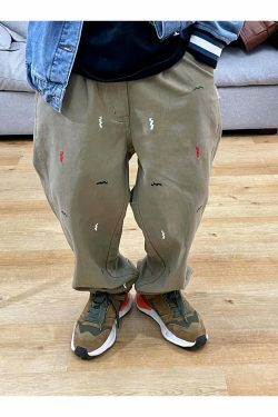 Vintage Y2K Aesthetic Embroidered Jeans - Coquette Style with Grunge & Pastel Goth Vibes