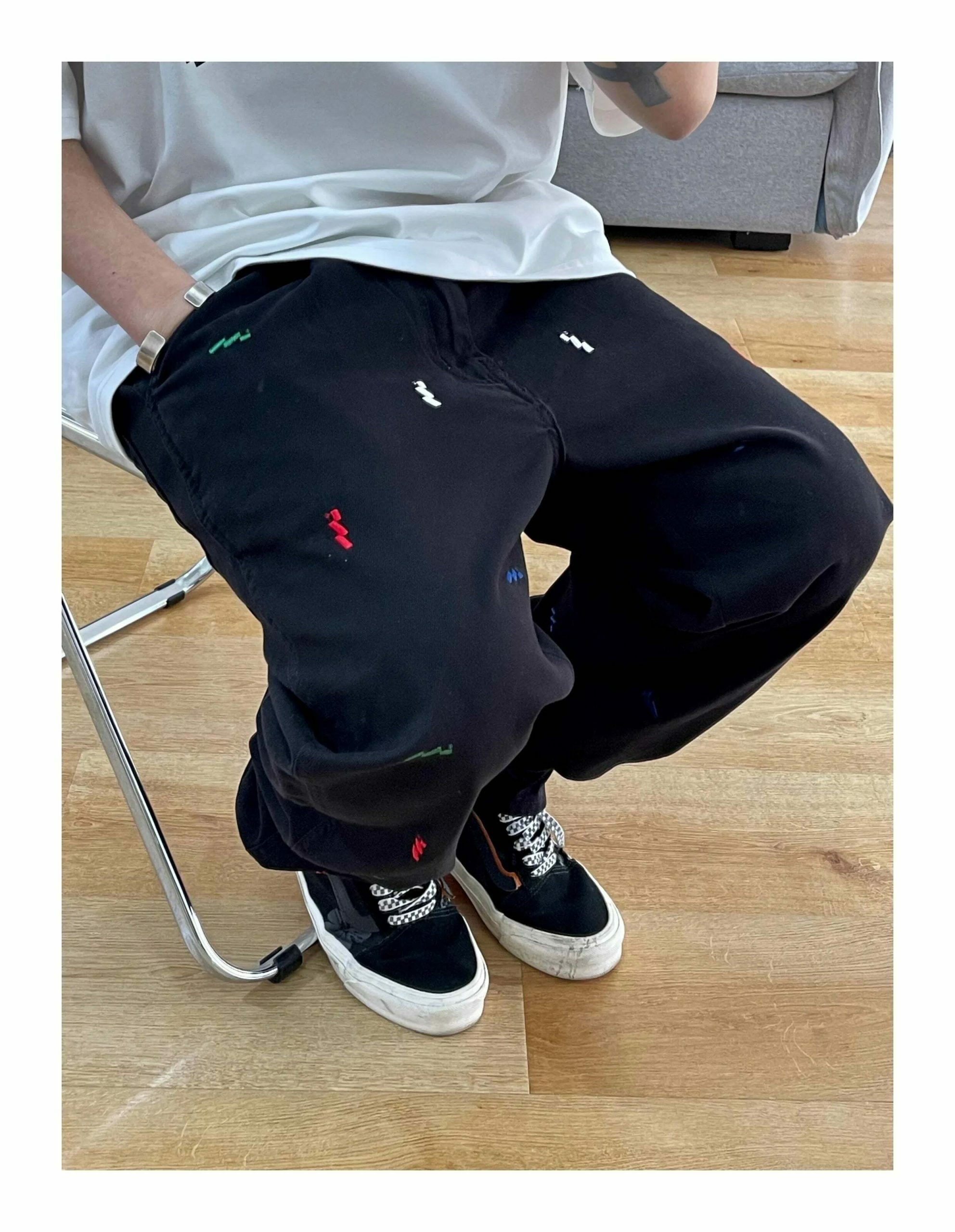 Vintage Y2K Aesthetic Embroidered Jeans - Coquette Style with Grunge & Pastel Goth Vibes Vintage Y2K Aesthetic Embroidered Jeans - Coquette Style with Grunge & Pastel Goth Vibes