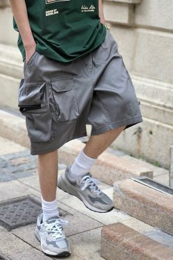 Vintage Y2K Aesthetic Parachute Cargo Shorts for Women - Coquette Style Grunge Fashion