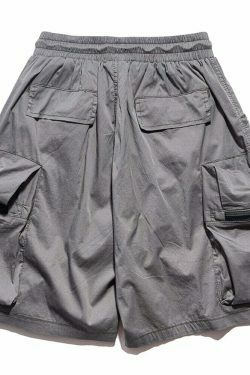 Vintage Y2K Aesthetic Parachute Cargo Shorts for Women - Coquette Style Grunge Fashion