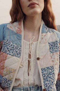 Vintage Y2K Aesthetic Printed Cotton Coat/Vest Jacket for Women - Coquette Grunge Fashion