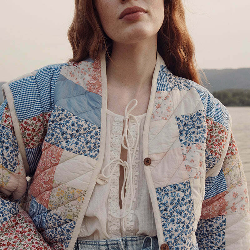 Vintage Y2K Aesthetic Printed Cotton Coat/Vest Jacket for Women - Coquette Grunge Fashion Vintage Y2K Aesthetic Printed Cotton Coat/Vest Jacket for Women - Coquette Grunge Fashion