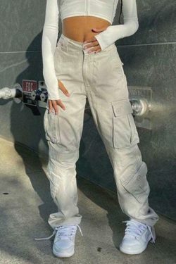Vintage Y2K Cargo Jeans: Coquette Aesthetic Grunge Style for Women