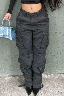 Vintage Y2K Cargo Jeans: Coquette Aesthetic Grunge Style for Women