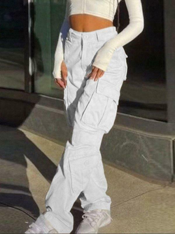 Vintage Y2K Cargo Jeans: Coquette Aesthetic Grunge Style for Women Vintage Y2K Cargo Jeans: Coquette Aesthetic Grunge Style for Women