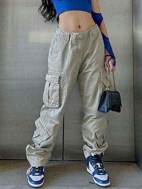 Vintage Y2K Cargo Jeans: Coquette Aesthetic Grunge Style for Women Vintage Y2K Cargo Jeans: Coquette Aesthetic Grunge Style for Women