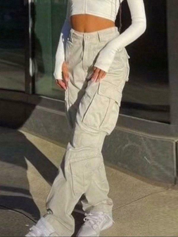 Vintage Y2K Cargo Jeans: Coquette Aesthetic Grunge Style for Women Vintage Y2K Cargo Jeans: Coquette Aesthetic Grunge Style for Women