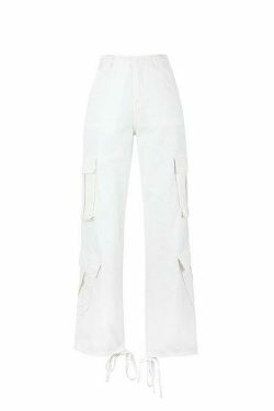 Vintage Y2K Cargo Jeans: Coquette Aesthetic Grunge Style for Women