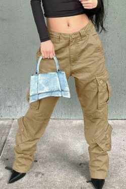 Vintage Y2K Cargo Jeans: Coquette Aesthetic Grunge Style for Women