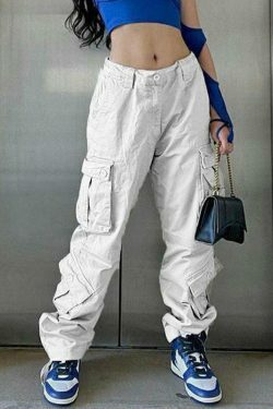 Vintage Y2K Cargo Jeans: Coquette Aesthetic Grunge Style for Women