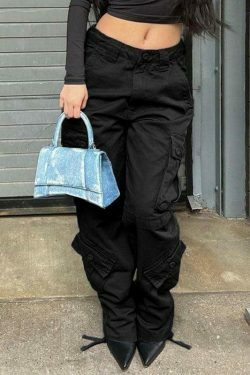 Vintage Y2K Cargo Jeans: Coquette Aesthetic Grunge Style for Women
