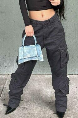Vintage Y2K Cargo Jeans: Coquette Aesthetic Grunge Style for Women