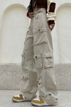 Vintage Y2K Cargo Jeans for Women - Coquette Aesthetic, Grunge Style, Pastel Goth Fashion