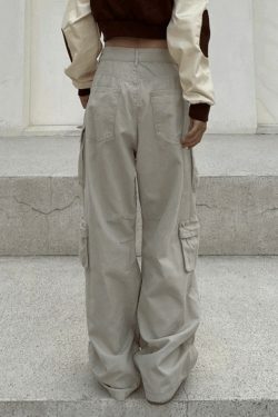 Vintage Y2K Cargo Jeans for Women - Coquette Aesthetic, Grunge Style, Pastel Goth Fashion