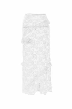 Vintage Y2K Lace Midi Skirt - Coquette Aesthetic, Grunge Style, Pastel Goth