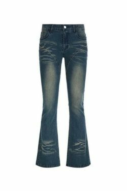 Vintage Y2K Style Bootcut Denim Jeans for Women - Coquette Aesthetic Grunge Fashion