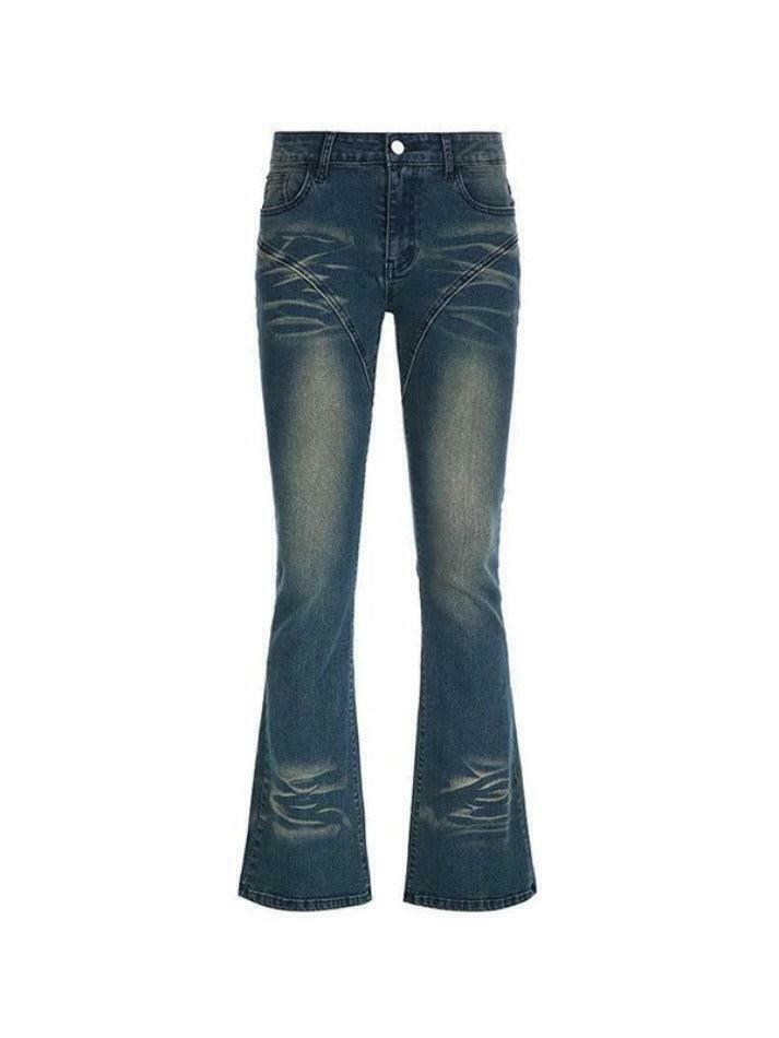 Vintage Y2K Style Bootcut Denim Jeans for Women - Coquette Aesthetic Grunge Fashion Vintage Y2K Style Bootcut Denim Jeans for Women - Coquette Aesthetic Grunge Fashion