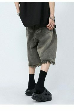 Vintage Y2K Style Extreme Wash Frayed Denim Cargo Skirt