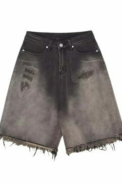 Vintage Y2K Style Extreme Wash Frayed Denim Cargo Skirt