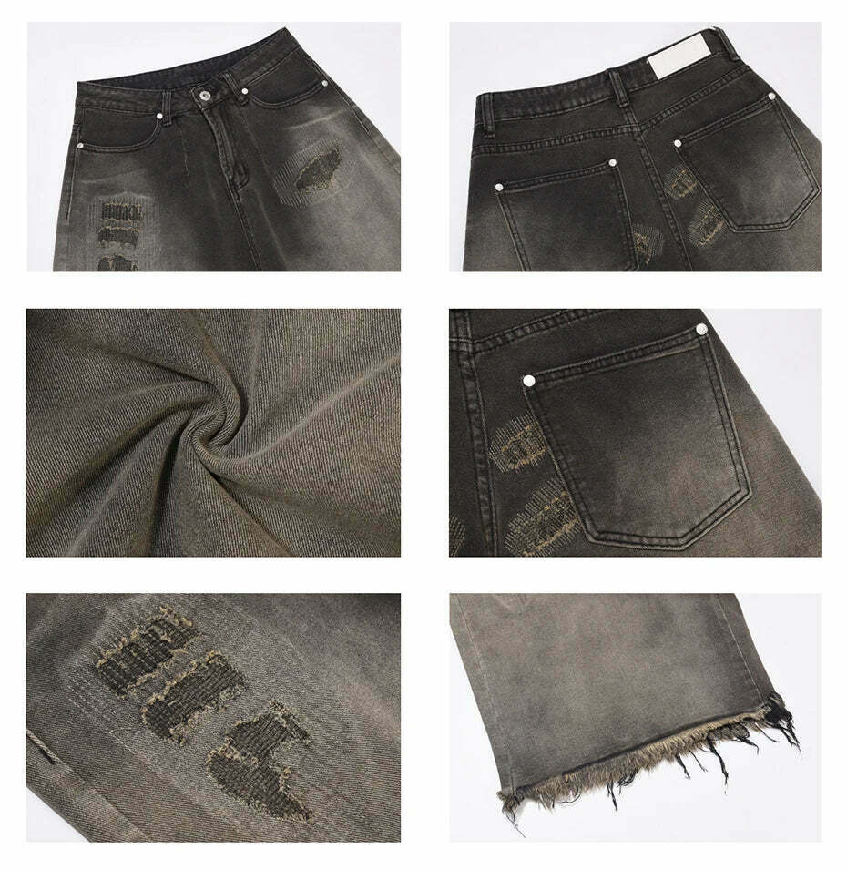 Vintage Y2K Style Extreme Wash Frayed Denim Cargo Skirt Vintage Y2K Style Extreme Wash Frayed Denim Cargo Skirt