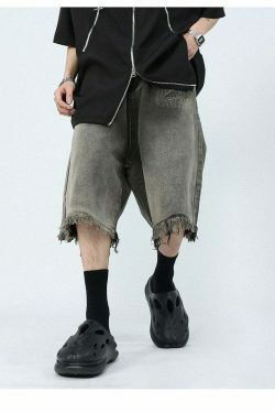Vintage Y2K Style Extreme Wash Frayed Denim Cargo Skirt