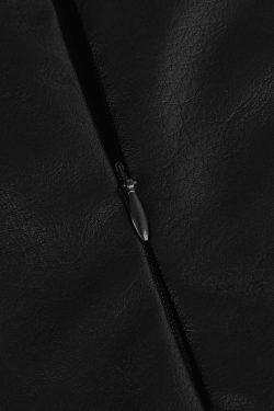 Vintage Y2K Style Faux Leather Midi Skirt - Grunge Aesthetic Contrast Pleated Fashion