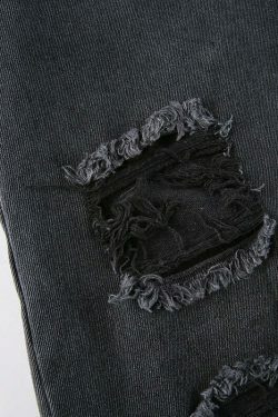 Vintage Y2K Style: Ripped Baggy Jeans - Coquette Aesthetic, Grunge Vibes, Pastel Goth