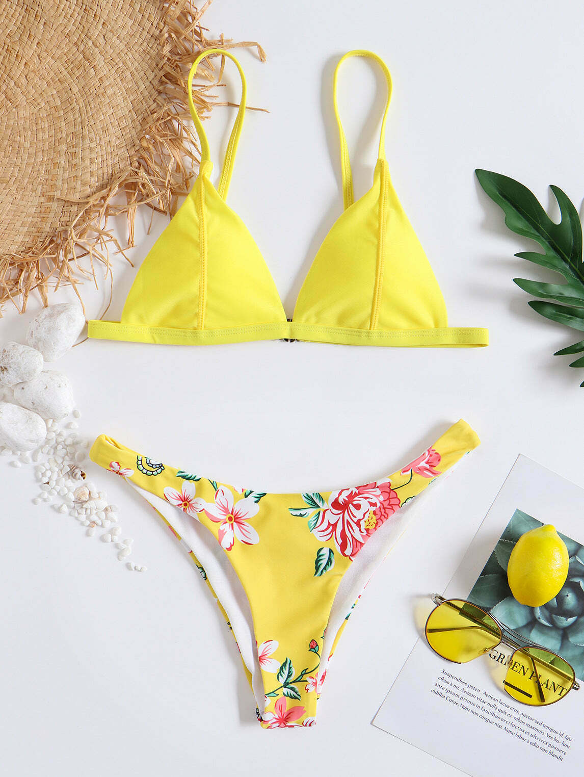 Vintage Yellow Floral Bandeau Bikini Set - Y2K Fashion Swimwear for Women Vintage Yellow Floral Bandeau Bikini Set - Y2K Fashion Swimwear for Women