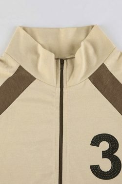 Vintage Zip Up Crop Top - Y2K Aesthetic Grunge Style Coquette Fashion Women's Clothing