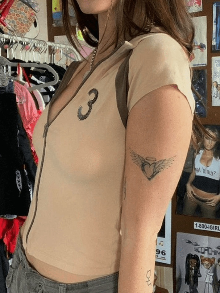 Vintage Zip Up Crop Top - Y2K Aesthetic Grunge Style Coquette Fashion Women's Clothing Vintage Zip Up Crop Top - Y2K Aesthetic Grunge Style Coquette Fashion Women's Clothing