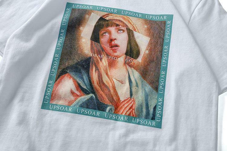 Virgin Mary x Pulp Fiction Print Tee - Y2K Aesthetic Grunge Style Coquette Fashion Virgin Mary x Pulp Fiction Print Tee - Y2K Aesthetic Grunge Style Coquette Fashion