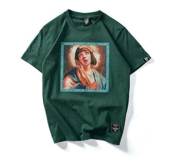 Virgin Mary x Pulp Fiction Print Tee - Y2K Aesthetic Grunge Style Coquette Fashion Virgin Mary x Pulp Fiction Print Tee - Y2K Aesthetic Grunge Style Coquette Fashion