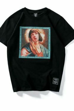Virgin Mary x Pulp Fiction Print Tee - Y2K Aesthetic Grunge Style Coquette Fashion