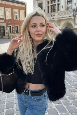 Vivid Vista Gradient Fur Jacket - Y2K Fashion Statement with Coquette and Grunge Aesthetic