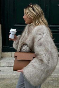 Vivid Vista Gradient Fur Jacket - Y2K Fashion Statement with Coquette and Grunge Aesthetic