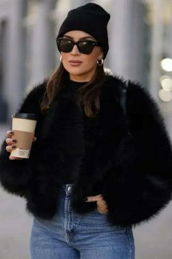 Vivid Vista Gradient Fur Jacket - Y2K Fashion Statement with Coquette and Grunge Aesthetic