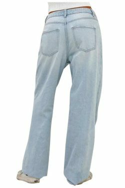 Washed Vintage Blue Boyfriend Jeans: Y2K Fashion Staple for Coquette Aesthetic & Grunge Style