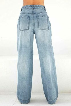 Washed Vintage Blue Boyfriend Jeans: Y2K Fashion Staple for Coquette Aesthetic & Grunge Style
