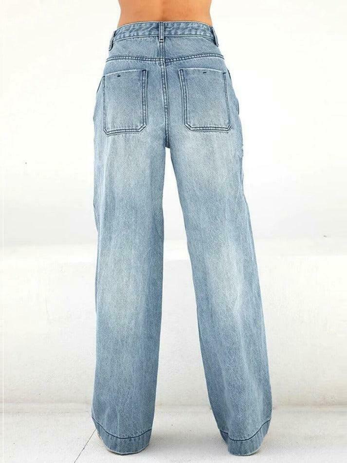 Washed Vintage Blue Boyfriend Jeans: Y2K Fashion Staple for Coquette Aesthetic & Grunge Style Washed Vintage Blue Boyfriend Jeans: Y2K Fashion Staple for Coquette Aesthetic & Grunge Style