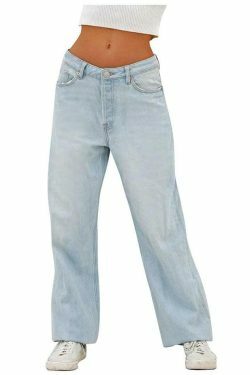 Washed Vintage Blue Boyfriend Jeans: Y2K Fashion Staple for Coquette Aesthetic & Grunge Style