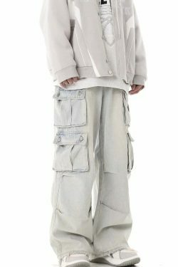 Washed Y2K Cargo Jeans: Coquette Aesthetic with Grunge & Pastel Goth Vibes