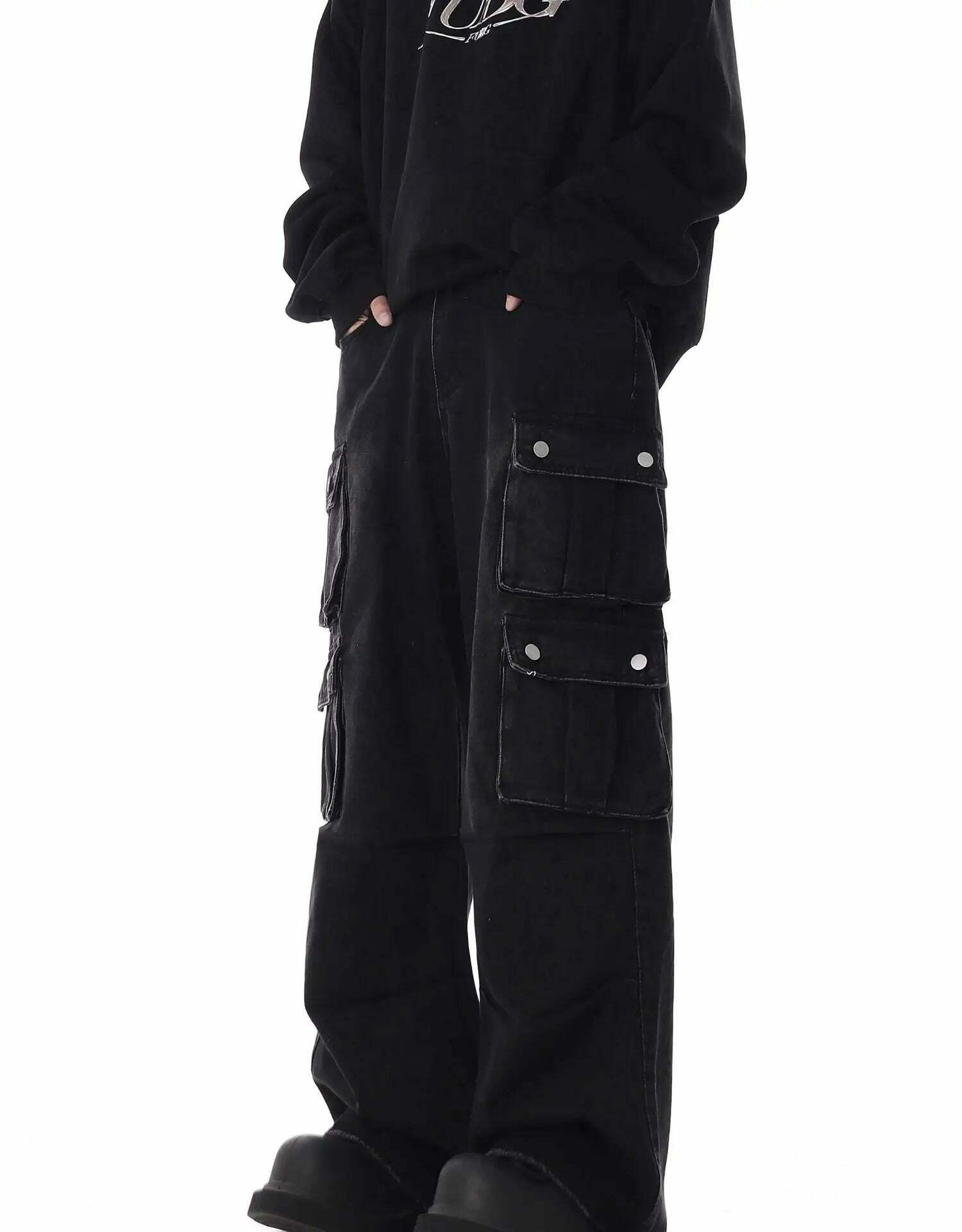 Washed Y2K Cargo Jeans: Coquette Aesthetic with Grunge & Pastel Goth Vibes