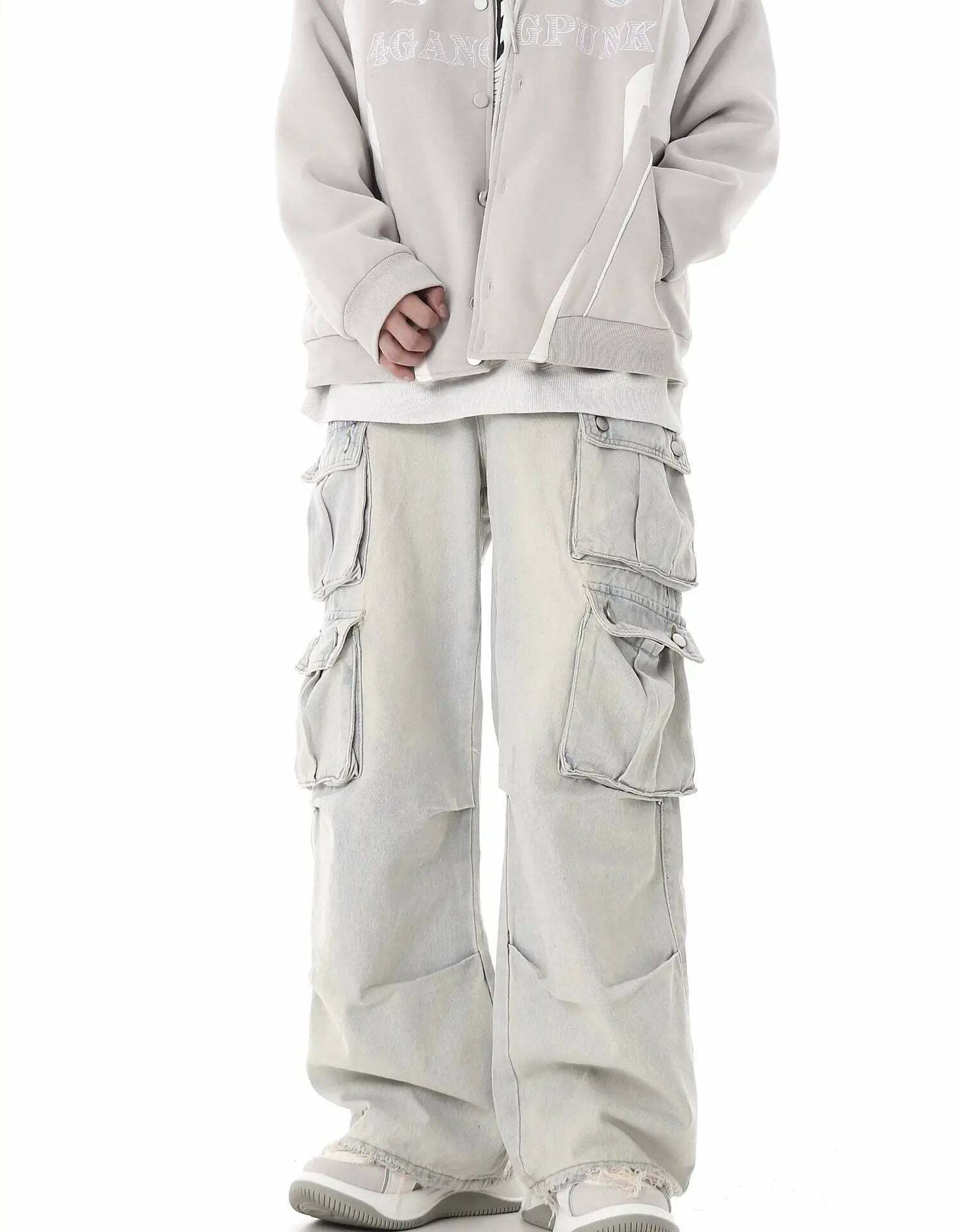 Washed Y2K Cargo Jeans: Coquette Aesthetic with Grunge & Pastel Goth Vibes