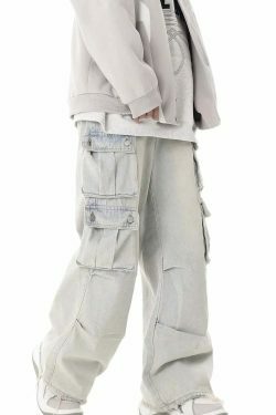 Washed Y2K Cargo Jeans: Coquette Aesthetic with Grunge & Pastel Goth Vibes