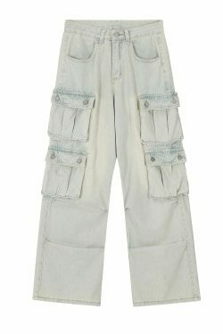 Washed Y2K Cargo Jeans: Coquette Aesthetic with Grunge & Pastel Goth Vibes
